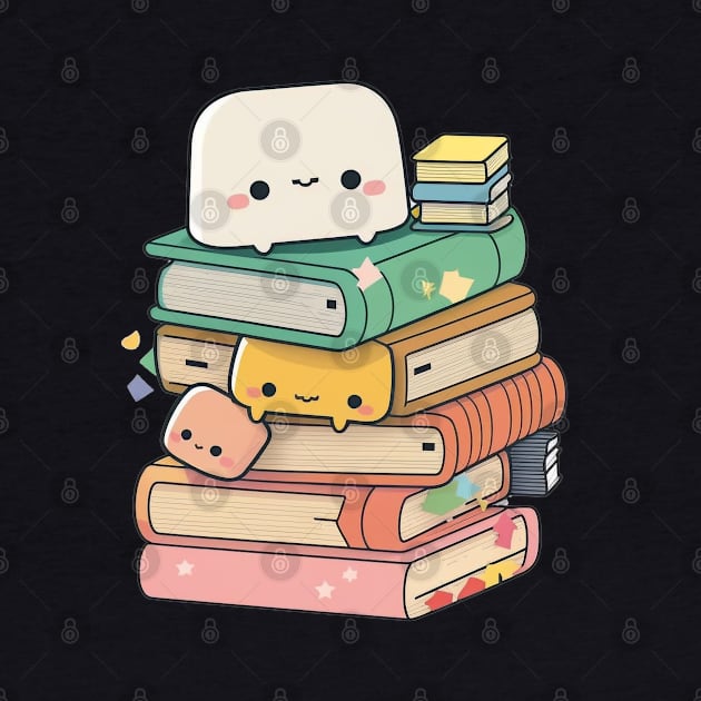 Whimsical Reading Buddy - Adorable Kawaii Character Design for Book Lovers by laverdeden